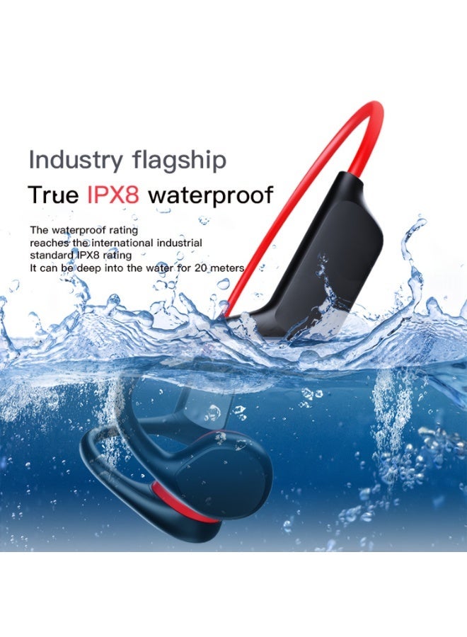 MUMO Open-Back Bone Conduction Headphones, Bluetooth Headphones - Ipx8 Waterproof Rating, Swimming Headphones, High-Quality Bluetooth/Mp3 Dual-Mode, 32gb Memory, Enc Noise Cancellation, HD Call Quality, 10 Hours of Playback Time, Lightweight at Only 25 Grams - Perfect for Swimming, Running, Cycling, Hiking and Outdoor Activities. - Image 5